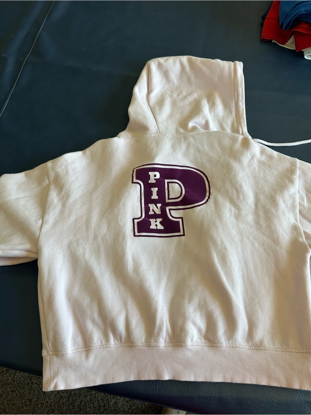 PINK Victoria's Secret Light Pink Hoodie with Purple 'P' Patch